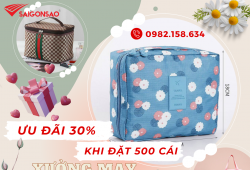 Xưởng may túi đựng mỹ phẩm giá tốt, nhiều kích thước hoạ tiết