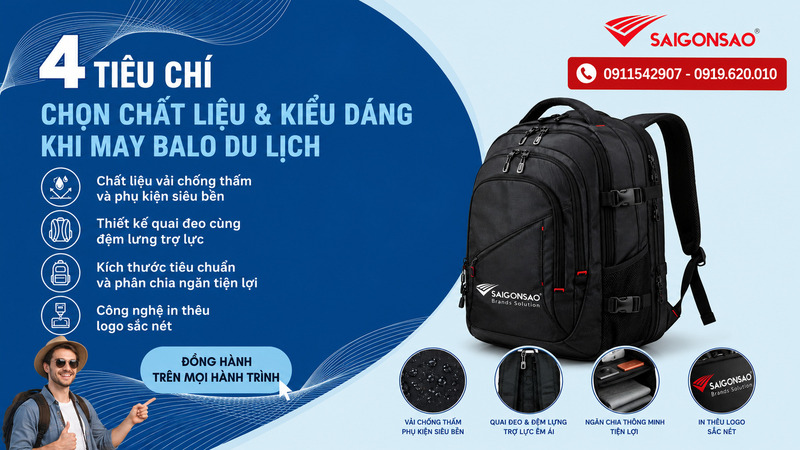4 tiêu chí lựa chọn chất liệu và kiểu dáng khi đặt may balo du lịch