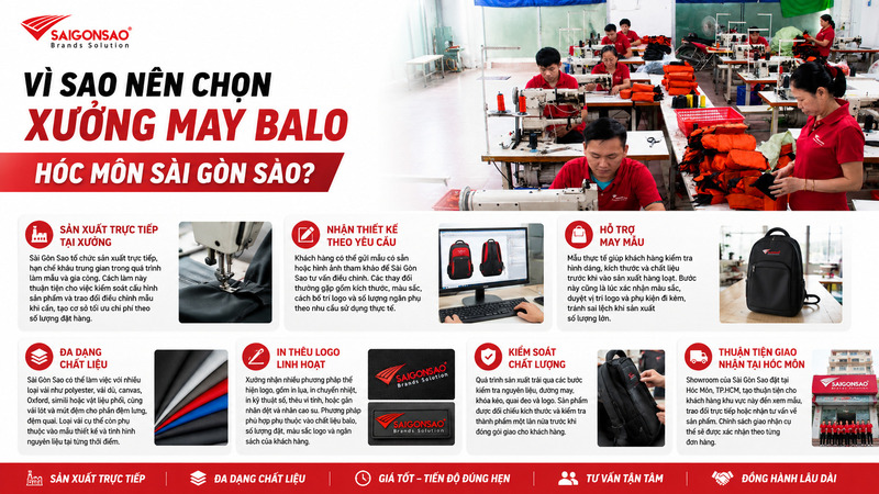 Những lợi thế khi lựa chọn xưởng may balo Hóc Môn Sài Gòn Sao Những lợi thế khi lựa chọn xưởng may balo Hóc Môn Sài Gòn Sao