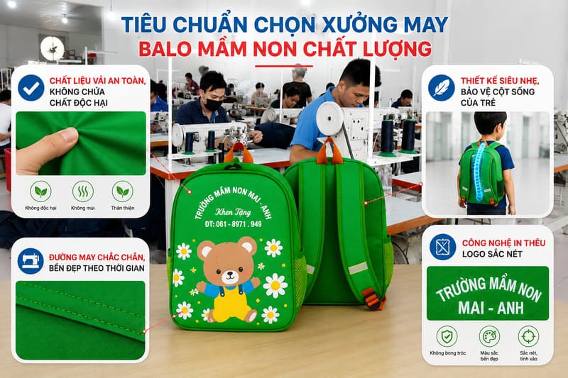 Các tiêu chí lựa chọn xưởng may balo mầm non chất lượng