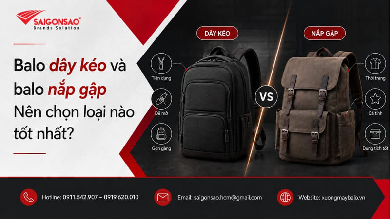 balo dây kéo và balo nắp gập