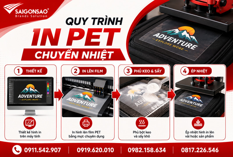 Quy trình in PET chuyển nhiệt tiêu chuẩn Quy trình in PET chuyển nhiệt tiêu chuẩn