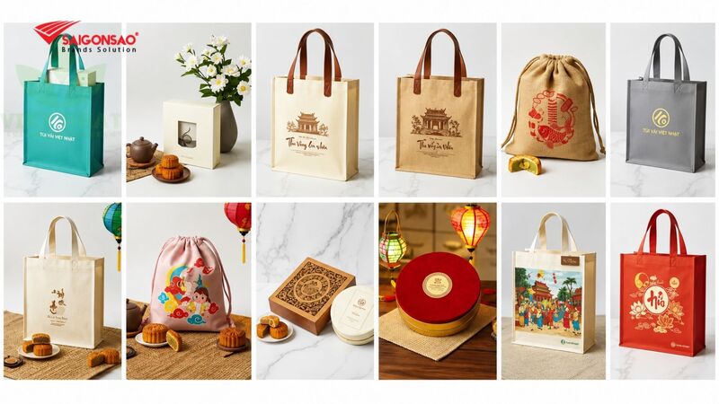Các kiểu dáng túi đựng bánh trung thu thường được doanh nghiệp lựa chọn hiện nay Các kiểu dáng túi đựng bánh trung thu thường được doanh nghiệp lựa chọn hiện nay