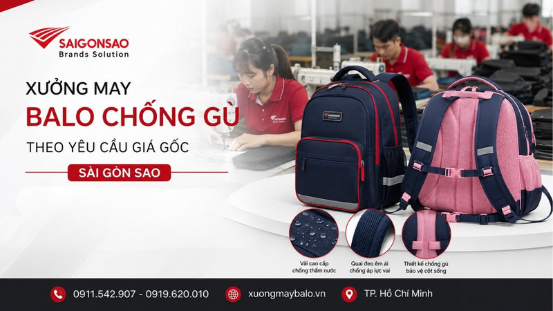 xưởng may balo chống gù