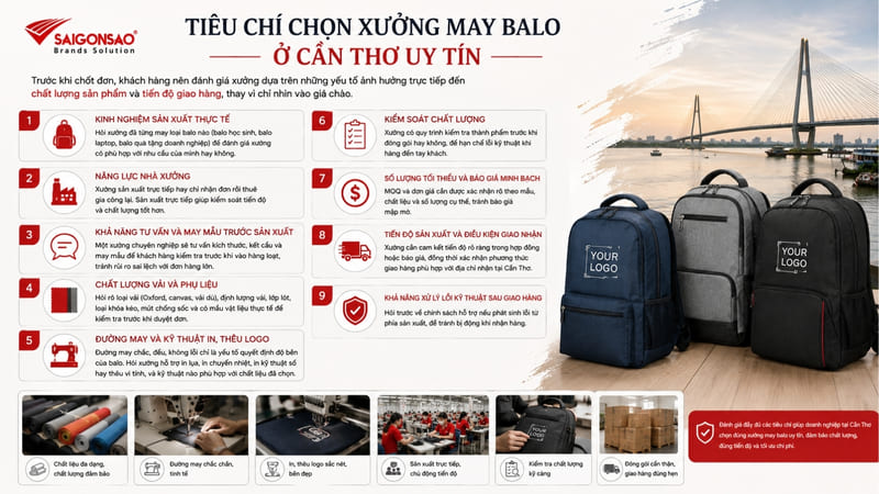 Tiêu chí chọn xưởng may balo ở Cần Thơ uy tín
