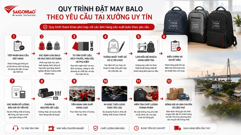 Quy trình đặt may balo theo yêu cầu tại xưởng uy tín
