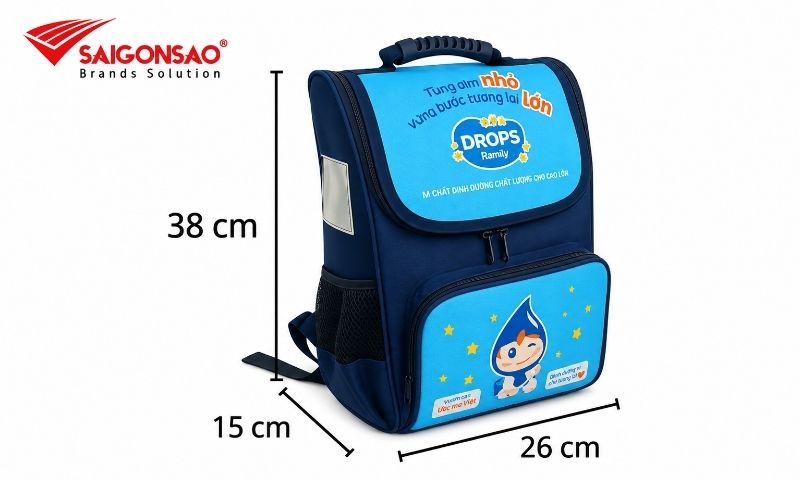 Kích thước balo cho học sinh cấp 1 phù hợp vóc dáng