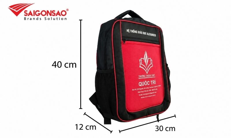 Kích thước balo cho học sinh cấp 2