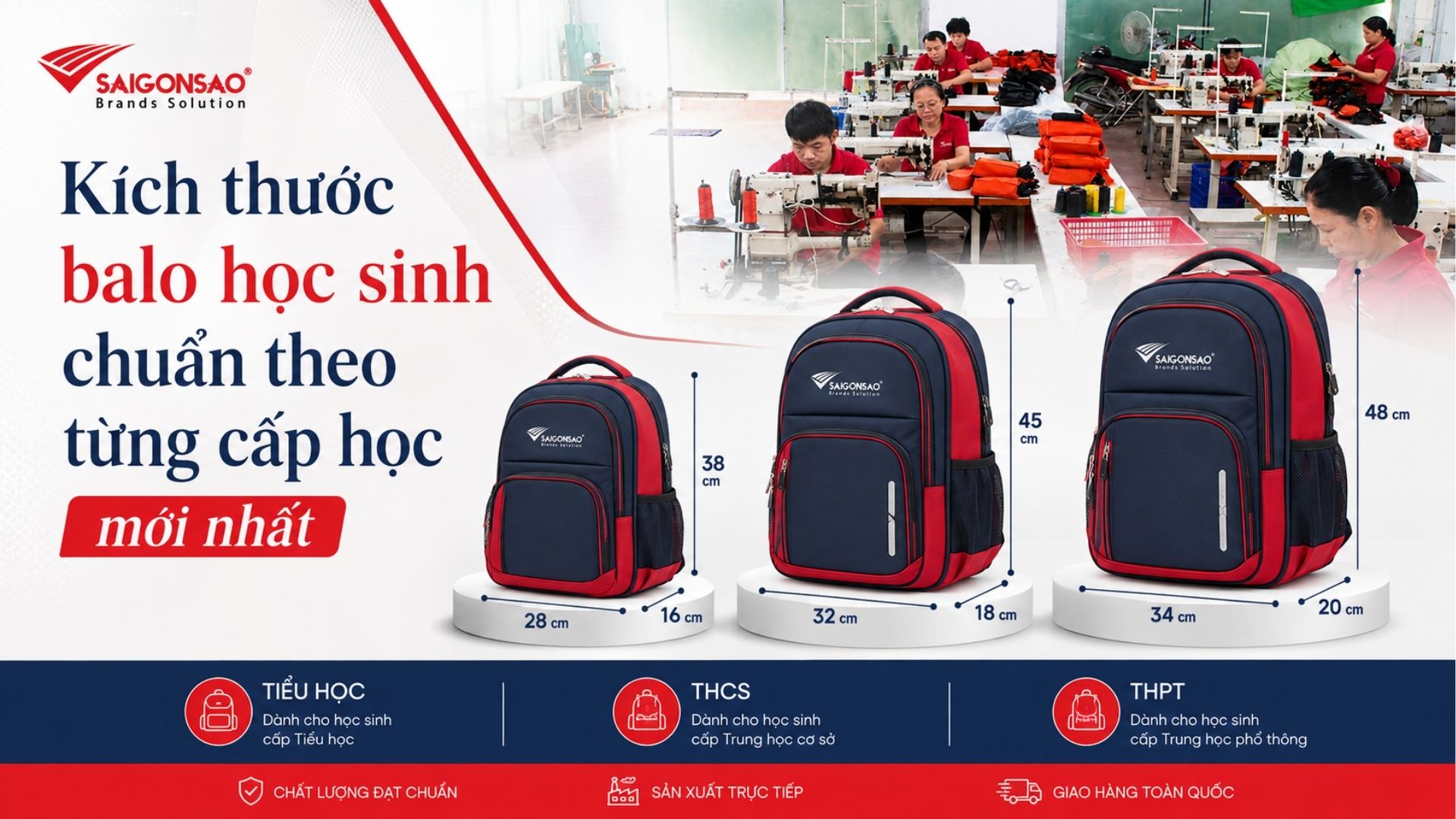Kích thước balo học sinh chuẩn theo từng cấp học