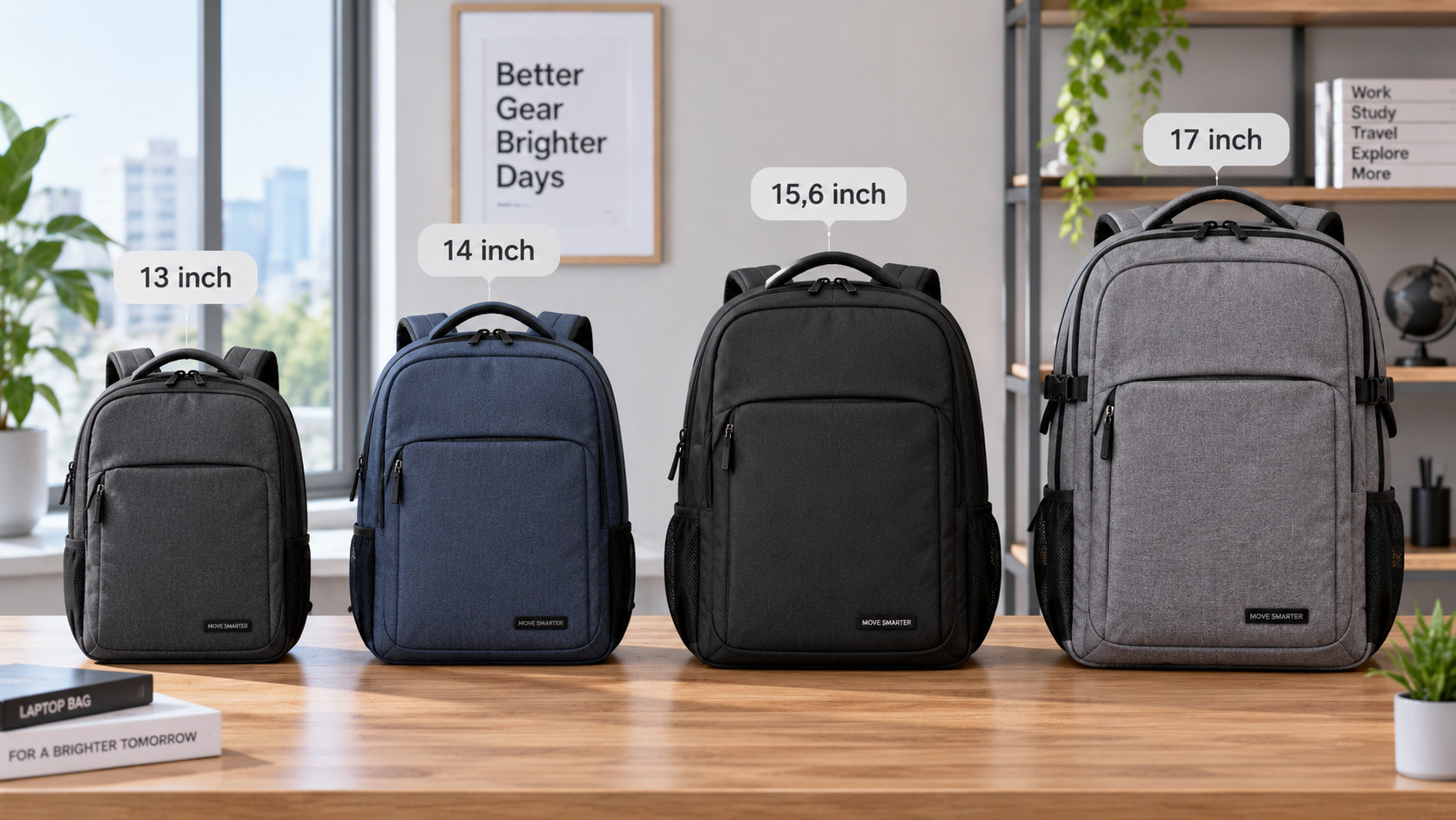So sánh kích thước balo laptop 13 inch, 14 inch, 15,6 inch và 17 inch So sánh kích thước balo laptop 13 14 15.6 và 17 inch