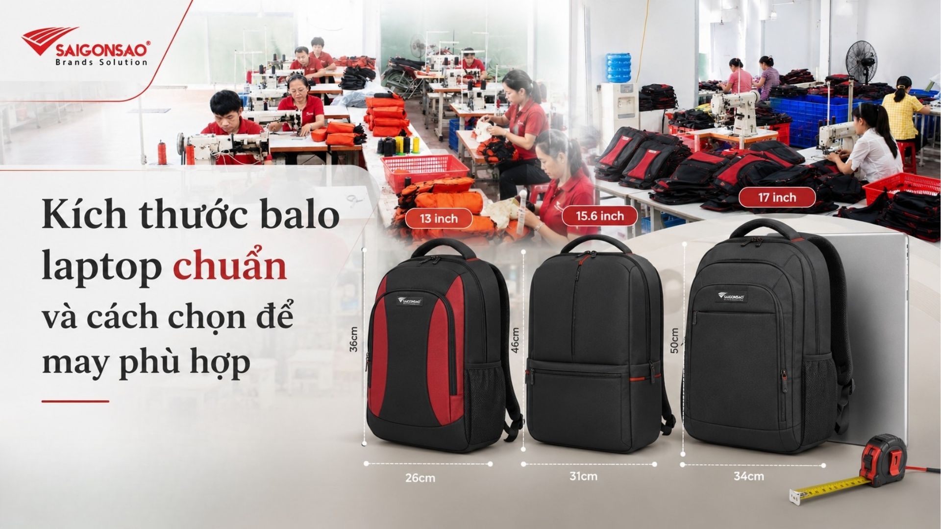 Kích thước balo laptop chuẩn cho từng dòng máy