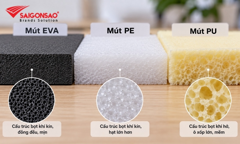 So sánh mút EVA mút PE mút PU trong sản xuất balo So sánh mút EVA mút PE mút PU trong sản xuất balo
