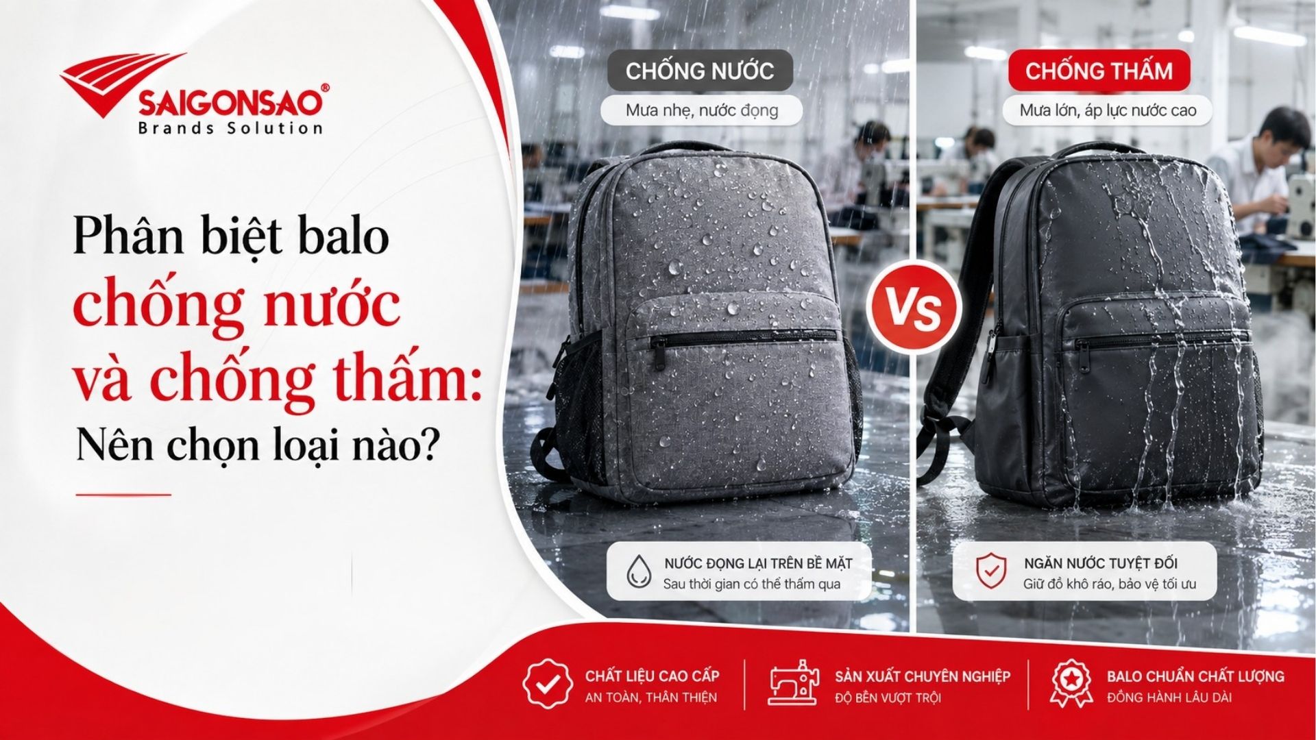 Phân biệt balo chống nước và chống thấm qua chất liệu vải