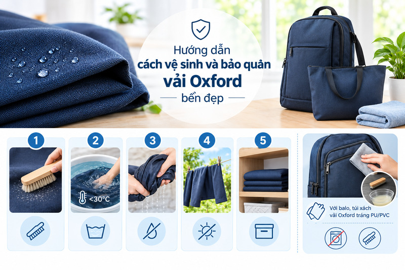 Hướng dẫn cách vệ sinh và bảo quản vải Oxford bền đẹp
