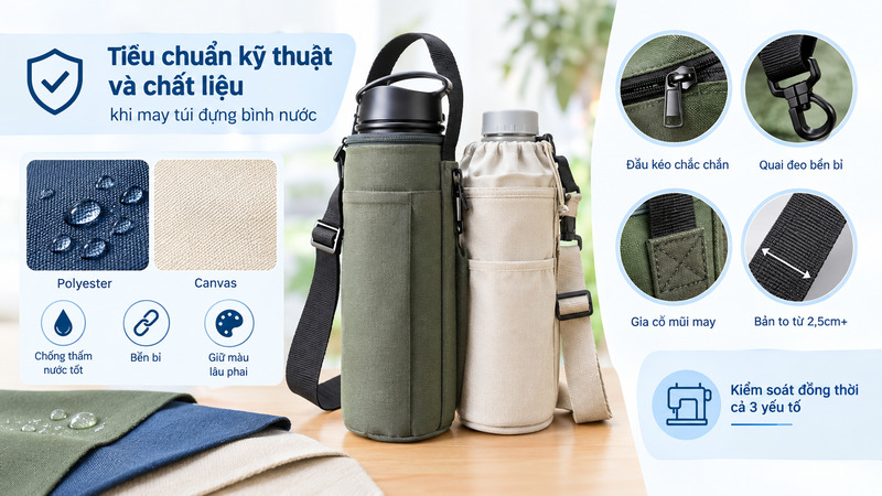 Tiêu chuẩn kỹ thuật và chất liệu khi may túi đựng bình nước Tiêu chuẩn kỹ thuật và chất liệu khi may túi đựng bình nước