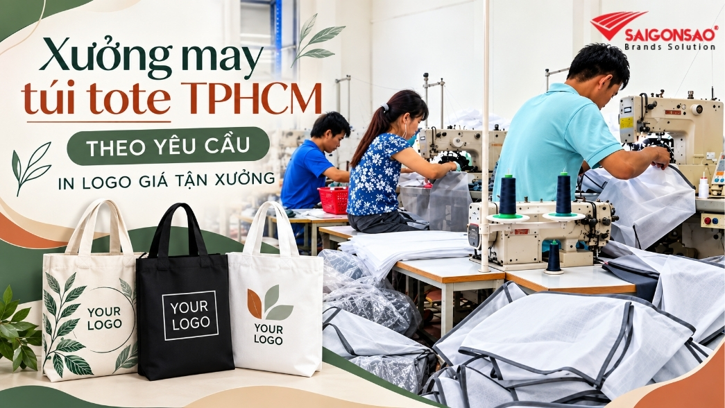 Xưởng may túi tote TPHCM theo yêu cầu, in logo thương hiệu