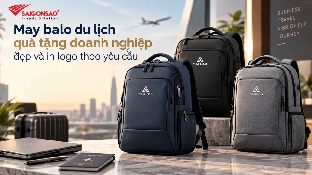 Balo du lịch quà tặng doanh nghiệp in logo theo yêu cầu tại Sài Gòn Sao