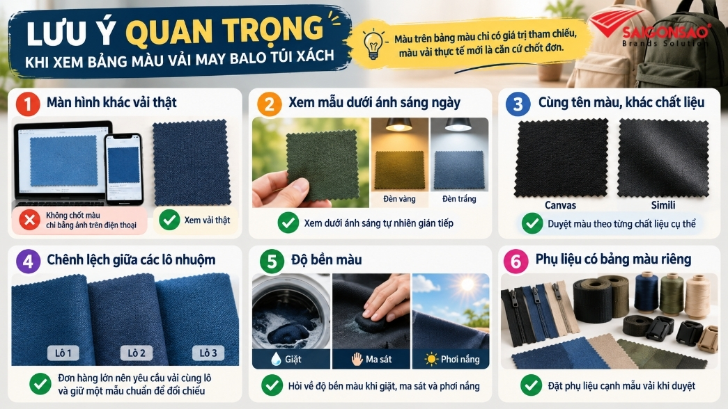 Những lưu ý quan trọng khi xem bảng màu vải may balo túi xách Những lưu ý quan trọng khi xem bảng màu vải may balo túi xách