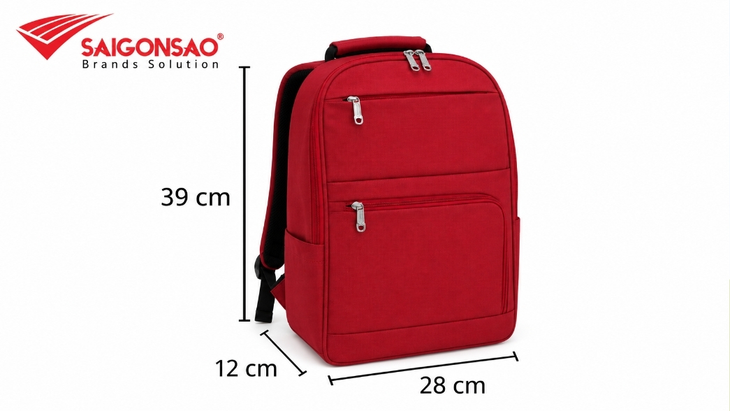 Dung tích balo laptop Balo laptop màu đỏ có kích thước 39 × 28 × 12 cm để tham khảo dung tích