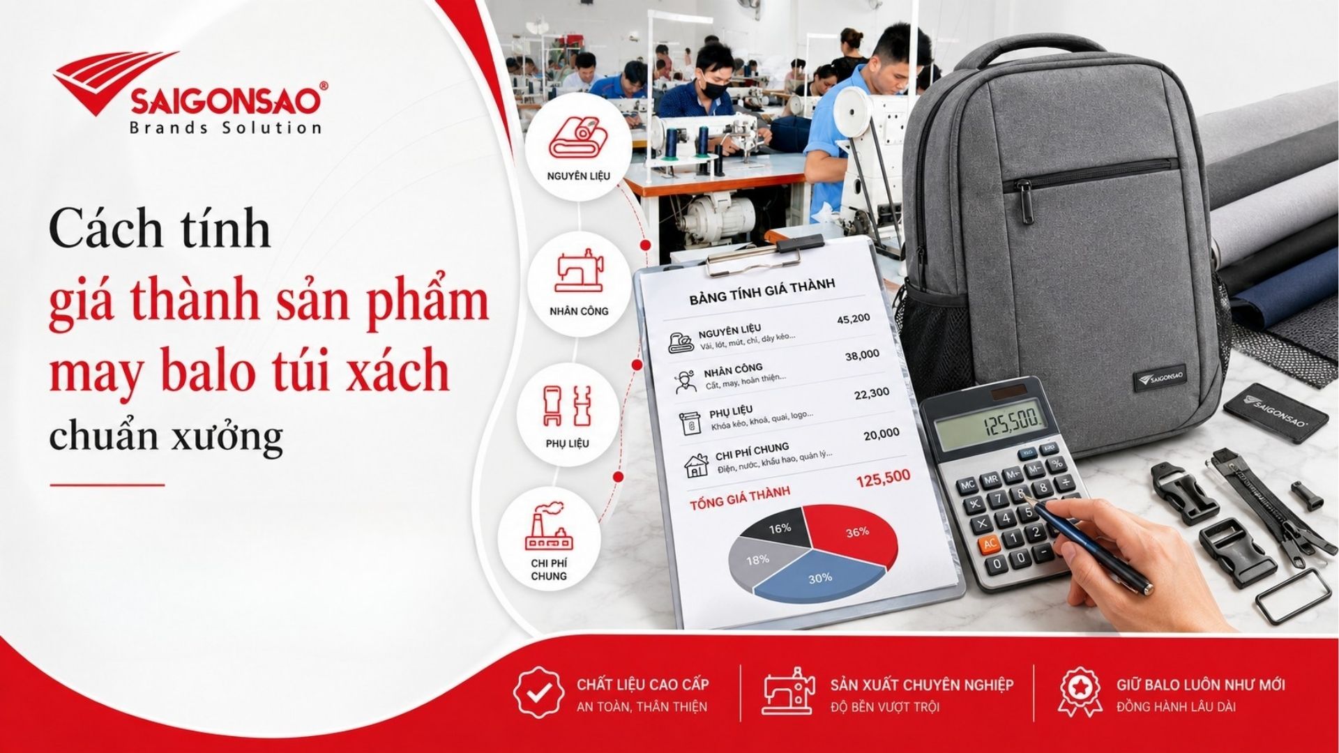 Cách tính giá thành sản phẩm may balo túi xách tại Sài Gòn Sao