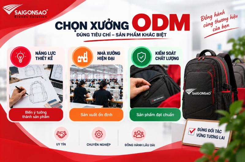 Tiêu chí lựa chọn xưởng gia công ODM uy tín, chất lượng Tiêu chí lựa chọn xưởng gia công ODM balo, túi xách