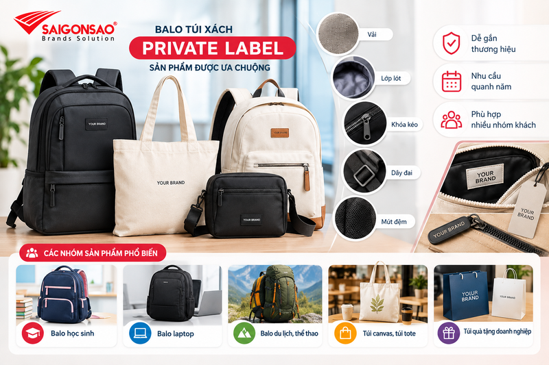 Tại sao balo túi xách là nhóm sản phẩm private label phổ biến hiện nay? Balo, túi canvas và túi xách mang nhãn hàng riêng
