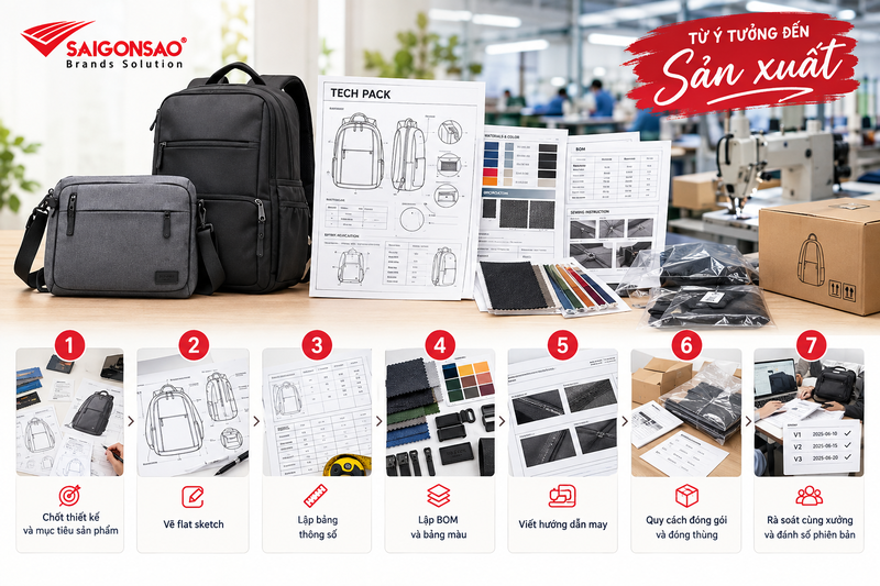 Quy trình tạo tech pack chuẩn cho xưởng sản xuất Quy trình lập tech pack cho xưởng sản xuất