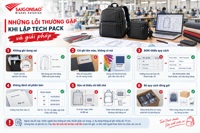 Những lỗi thường gặp khi lập tech pack Những lỗi cần tránh khi lập tech pack ngành may