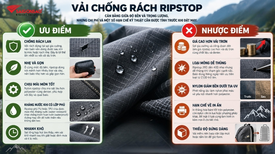 Ưu và nhược điểm của vải chống rách ripstop Ưu và nhược điểm của vải chống rách ripstop